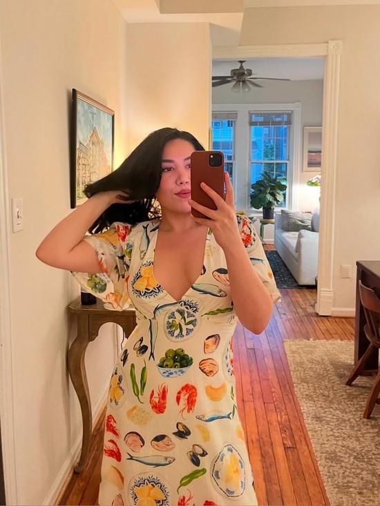 Lisa Says Gah Dresses & Skirts - Lisa Says Gah White Seafood & Citrus Print Maxi Dress